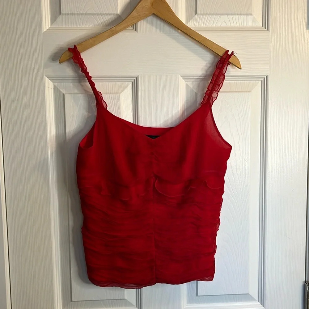 Vintage 100% Silk Red Ruffled Tank Top ❤️♥️❤️